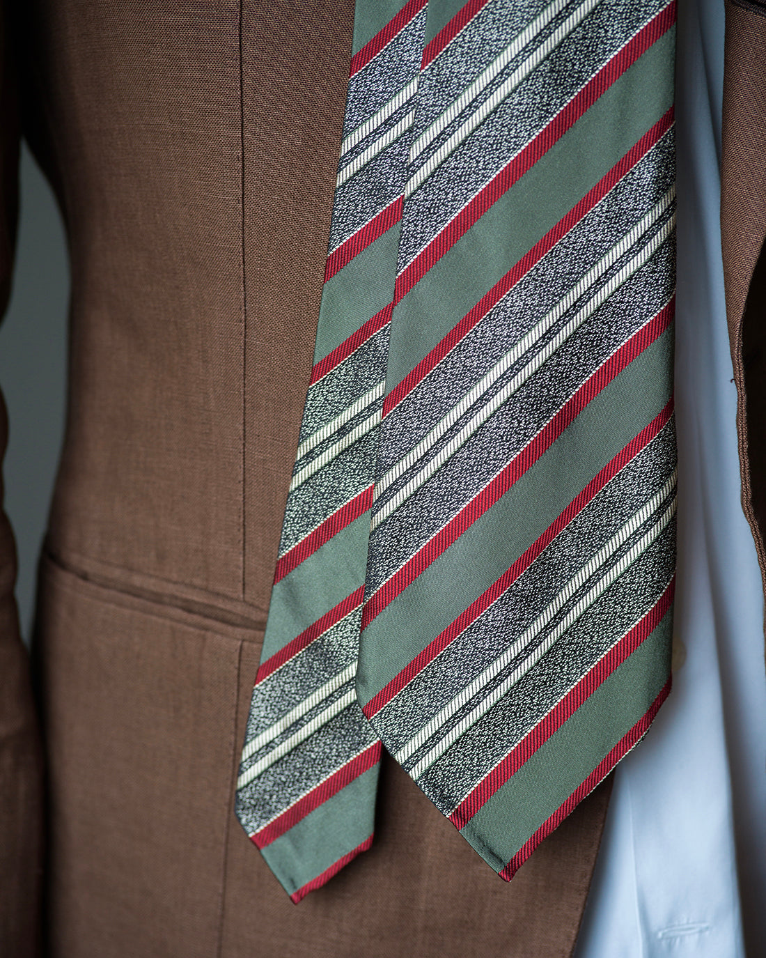 Atto Vannucci Seven-Fold Tie in Teal Multi-Stripes