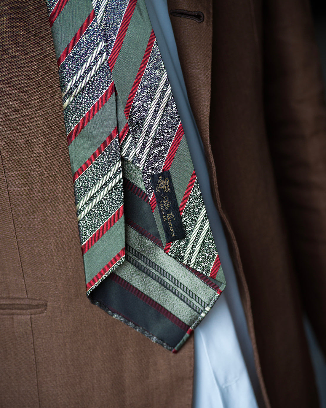 Atto Vannucci Seven-Fold Tie in Teal Multi-Stripes