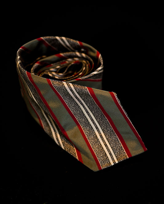 Atto Vannucci Seven-Fold Tie in Teal Multi-Stripes