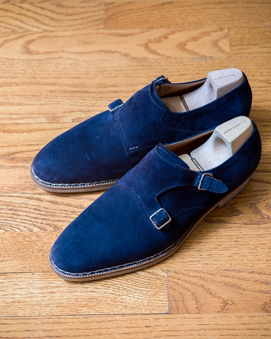 Saint Crispin's Navy Suede Double Monks