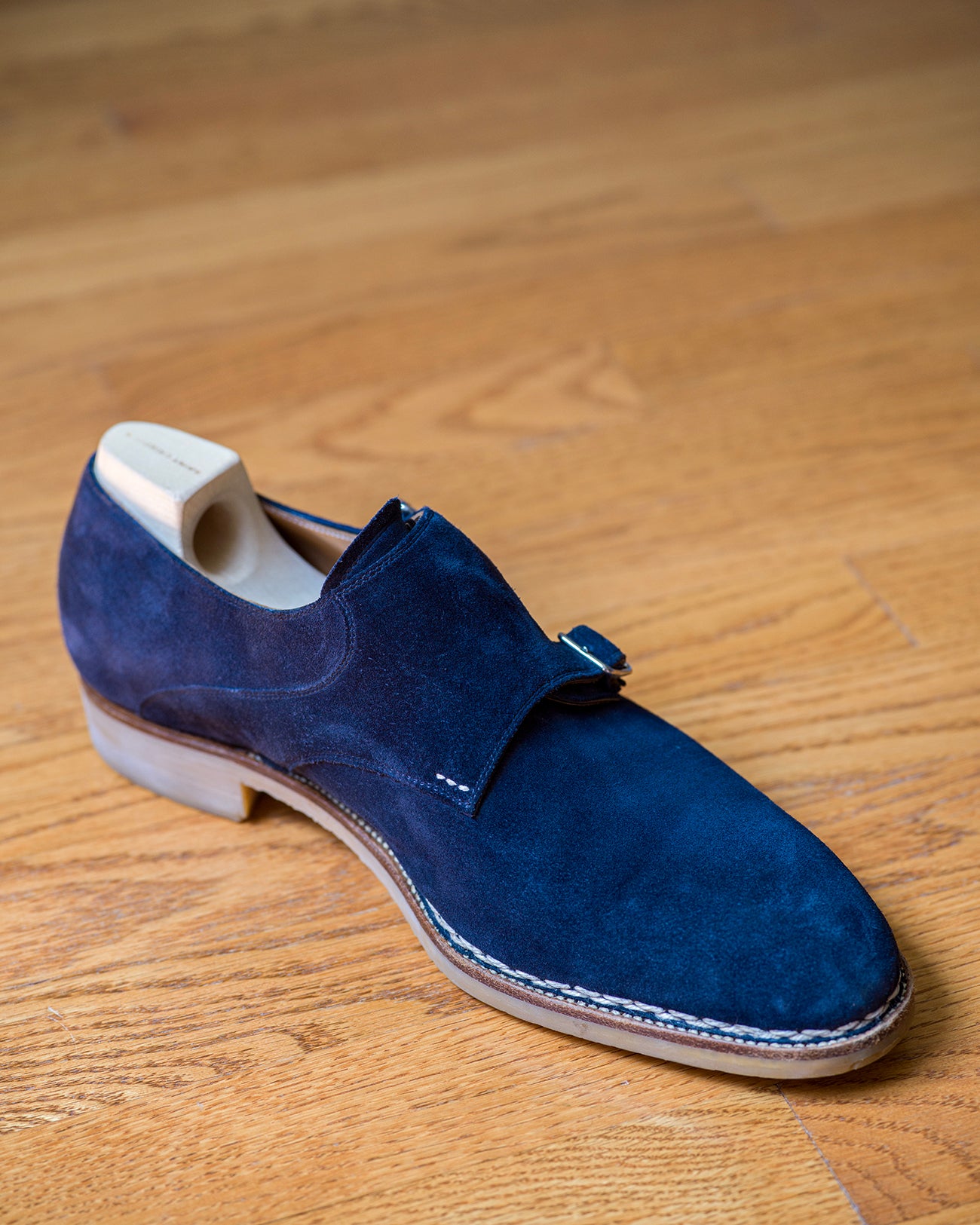 Saint Crispin's Navy Suede Double Monks