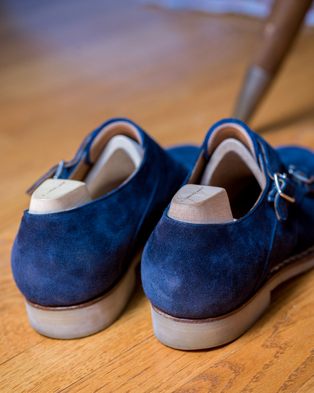 Saint Crispin's Navy Suede Double Monks