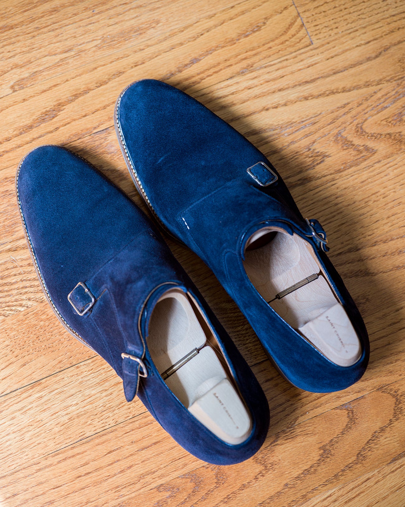 Saint Crispin's Navy Suede Double Monks